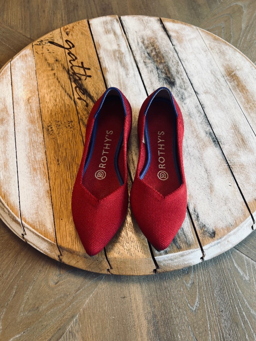 Rothy’s red pointed flats